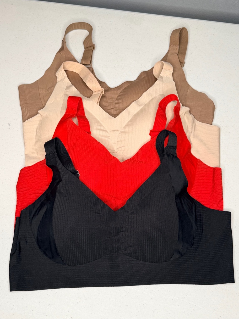 NWOT Set of 4 Seamless Ribbed Wireless Comfort Bras - Size XXL